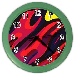 Abstract Fire Flames Grunge Art, Creative Color Wall Clock by nateshop
