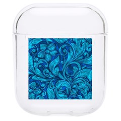 Blue Floral Pattern Texture, Floral Ornaments Texture Hard Pc Airpods 1/2 Case by nateshop
