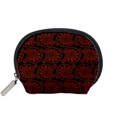 Brown Floral Pattern Floral Greek Ornaments Accessory Pouch (small) by nateshop