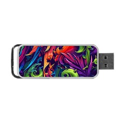 Colorful Floral Patterns, Abstract Floral Background Portable Usb Flash (one Side) by nateshop