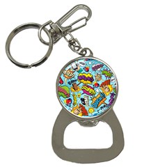 Vintage Art Tattoos Colorful Seamless Pattern Bottle Opener Key Chain