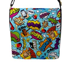 Graffiti Word Seamless Pattern Flap Closure Messenger Bag (l) by Bedest