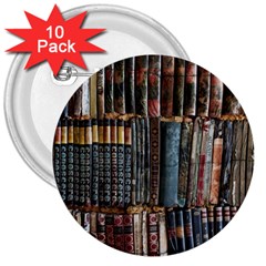 Assorted Title Of Books Piled In The Shelves Assorted Book Lot Inside The Wooden Shelf 3  Buttons (10 Pack)  by Bedest
