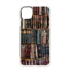 Assorted Title Of Books Piled In The Shelves Assorted Book Lot Inside The Wooden Shelf Iphone 11 Tpu Uv Print Case by Bedest