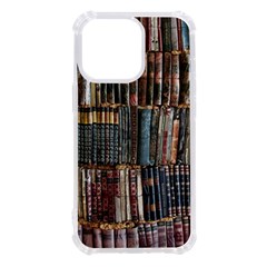 Assorted Title Of Books Piled In The Shelves Assorted Book Lot Inside The Wooden Shelf Iphone 13 Pro Tpu Uv Print Case by Bedest