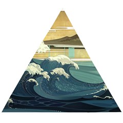 Sea Asia Waves Japanese Art The Great Wave Off Kanagawa Wooden Puzzle Triangle by Cemarart