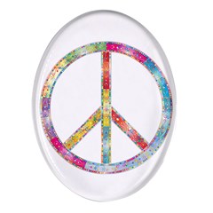 Flourish Decorative Peace Sign Oval Glass Fridge Magnet (4 Pack) by Cemarart