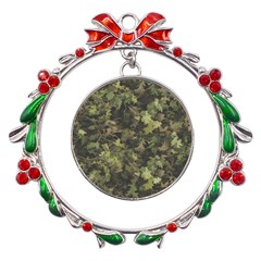 Flowers Pattern Flora Metal X mas Wreath Ribbon Ornament