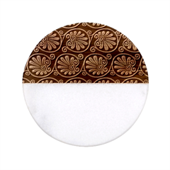 Green Floral Pattern Floral Greek Ornaments Classic Marble Wood Coaster (round)  by nateshop