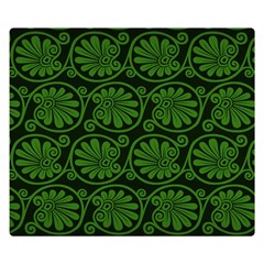 Green Floral Pattern Floral Greek Ornaments Premium Plush Fleece Blanket (small) by nateshop