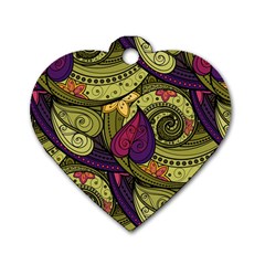Green Paisley Background, Artwork, Paisley Patterns Dog Tag Heart (one Side) by nateshop