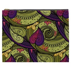 Green Paisley Background, Artwork, Paisley Patterns Cosmetic Bag (xxxl) by nateshop