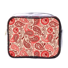 Paisley Red Ornament Texture Mini Toiletries Bag (one Side) by nateshop