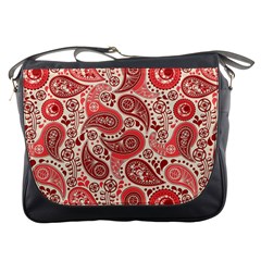 Paisley Red Ornament Texture Messenger Bag by nateshop