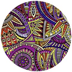 Violet Paisley Background, Paisley Patterns, Floral Patterns Wooden Puzzle Round by nateshop