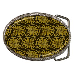 Yellow Floral Pattern Floral Greek Ornaments Belt Buckles by nateshop