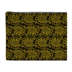 Yellow Floral Pattern Floral Greek Ornaments Cosmetic Bag (xl)