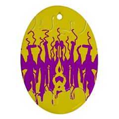 Yellow And Purple In Harmony Oval Ornament (two Sides)