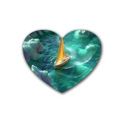 Dolphins Sea Ocean Water Rubber Heart Coaster (4 Pack) by Cemarart