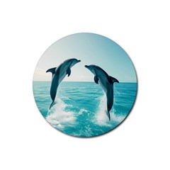 Dolphin Sea Ocean Rubber Round Coaster (4 Pack) by Cemarart
