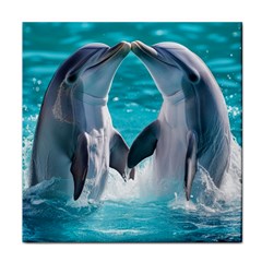 Dolphins Sea Ocean Face Towel by Cemarart