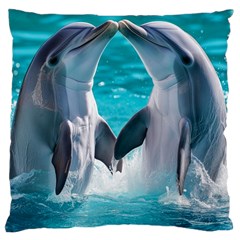 Dolphins Sea Ocean Large Cushion Case (one Side) by Cemarart