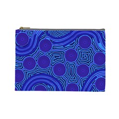 Authentic Aboriginal Art - Rivers Around Us Cosmetic Bag (large) by hogartharts