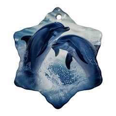 Dolphins Sea Ocean Water Ornament (snowflake) by Cemarart