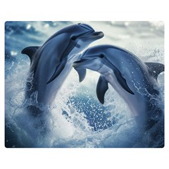 Dolphins Sea Ocean Water Two Sides Premium Plush Fleece Blanket (medium) by Cemarart