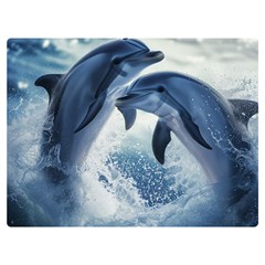 Dolphins Sea Ocean Water Two Sides Premium Plush Fleece Blanket (extra Small) by Cemarart