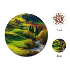 Countryside Landscape Nature Playing Cards Single Design (round) by Cemarart