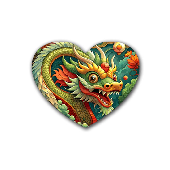 Chinese New Year – Year of the Dragon Rubber Heart Coaster (4 pack)