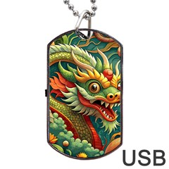 Chinese New Year ¨c Year Of The Dragon Dog Tag Usb Flash (two Sides)