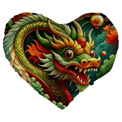 Chinese New Year ¨c Year Of The Dragon Large 19  Premium Heart Shape Cushions