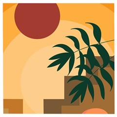 Arch Stairs Sun Branches Leaves Boho Bohemian Botanical Minimalist Nature Wooden Puzzle Square by Grandong
