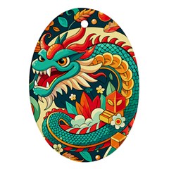 Chinese New Year ¨c Year Of The Dragon Oval Ornament (two Sides)