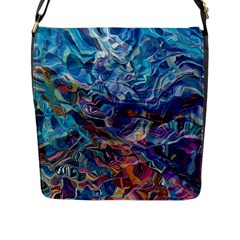 Kaleidoscopic Currents Flap Closure Messenger Bag (l) by kaleidomarblingart