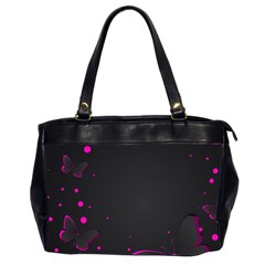 Butterflies, Abstract Design, Pink Black Oversize Office Handbag (2 Sides) by nateshop