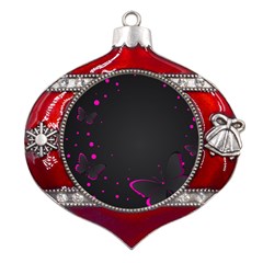 Butterflies, Abstract Design, Pink Black Metal Snowflake And Bell Red Ornament