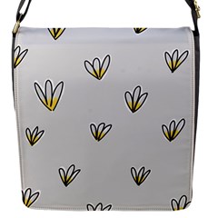 Pattern Leaves Daisies Print Flap Closure Messenger Bag (s) by Cemarart