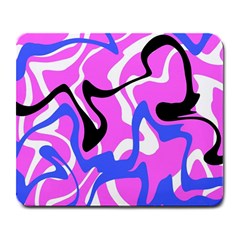 Swirl Pink White Blue Black Large Mousepad by Cemarart