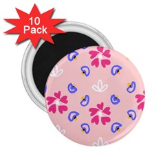 Flower Heart Print Pattern Pink 2 25  Magnets (10 Pack)  by Cemarart