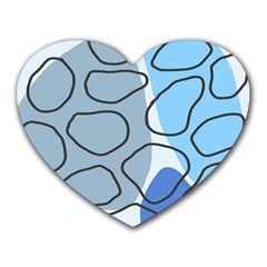 Boho Blue Deep Blue Artwork Heart Mousepad by Cemarart