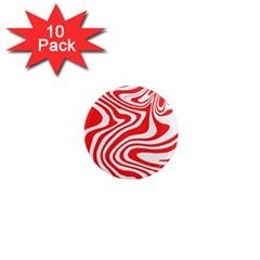 Red White Background Swirl Playful 1  Mini Magnet (10 Pack)  by Cemarart