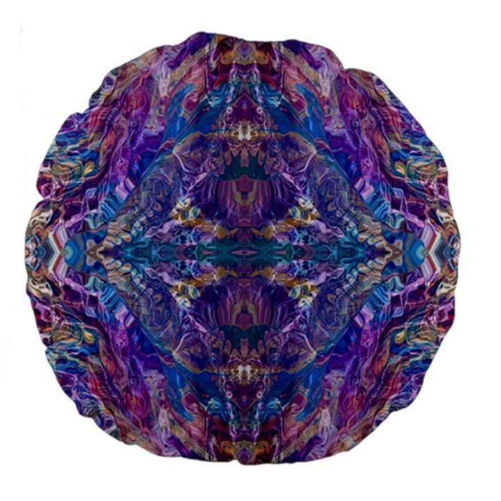 Cobalt arabesque Large 18  Premium Round Cushions