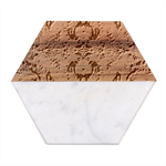 Cobalt arabesque Marble Wood Coaster (Hexagon) 