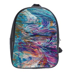 Abstarct Cobalt Waves School Bag (large) by kaleidomarblingart