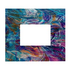 Abstarct Cobalt Waves White Wall Photo Frame 5  X 7  by kaleidomarblingart