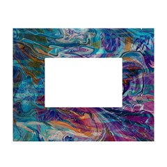 Abstarct Cobalt Waves White Tabletop Photo Frame 4 x6  by kaleidomarblingart