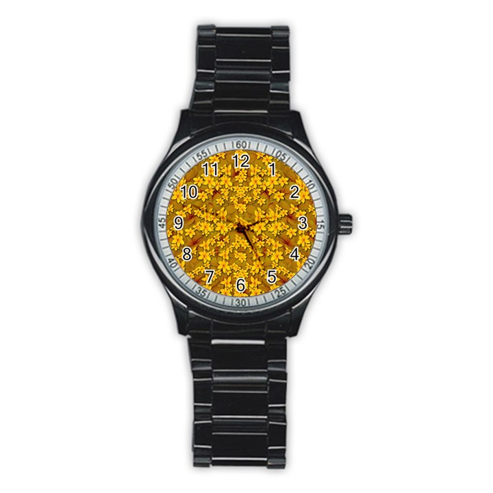 Blooming Flowers Of Lotus Paradise Stainless Steel Round Watch